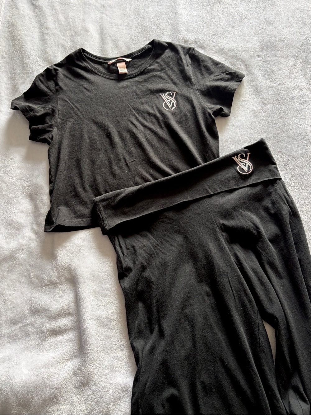 Victoria's Secret 100% cotton Pajama Set - Crop tee + fold over pants
